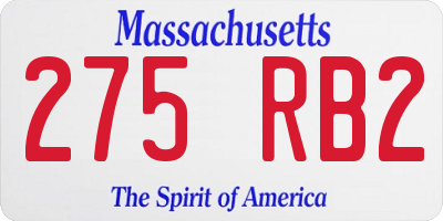 MA license plate 275RB2