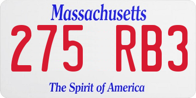 MA license plate 275RB3