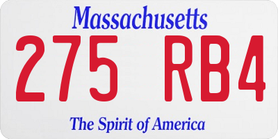 MA license plate 275RB4