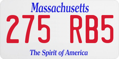 MA license plate 275RB5