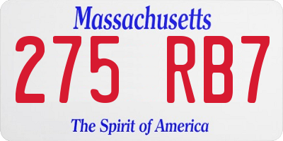 MA license plate 275RB7