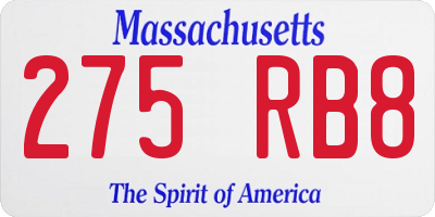 MA license plate 275RB8