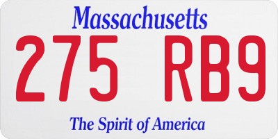 MA license plate 275RB9