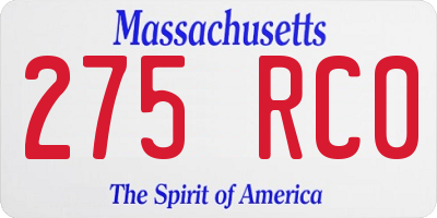 MA license plate 275RC0