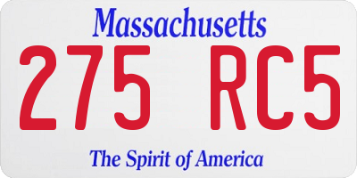 MA license plate 275RC5