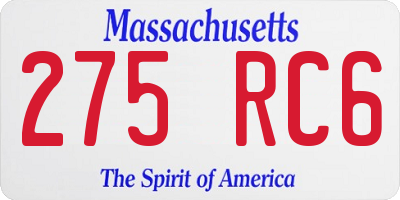 MA license plate 275RC6