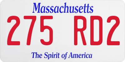 MA license plate 275RD2
