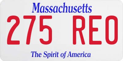 MA license plate 275RE0