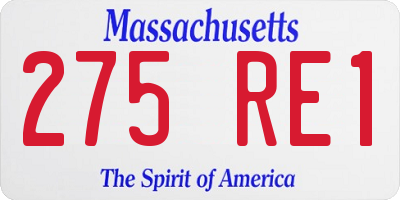 MA license plate 275RE1