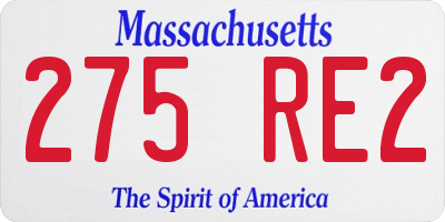 MA license plate 275RE2