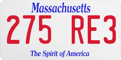 MA license plate 275RE3