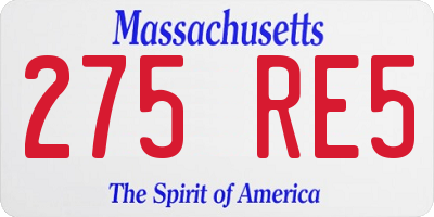 MA license plate 275RE5