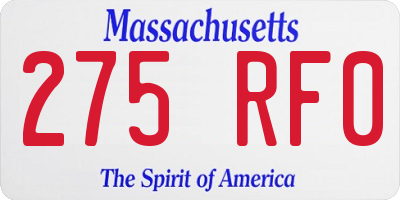 MA license plate 275RF0