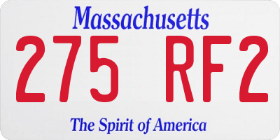 MA license plate 275RF2