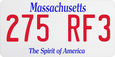MA license plate 275RF3