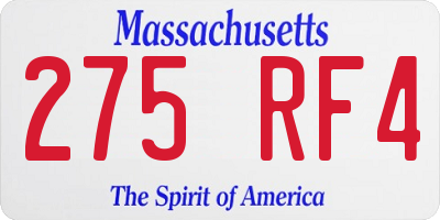 MA license plate 275RF4