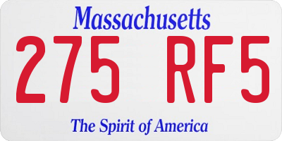 MA license plate 275RF5