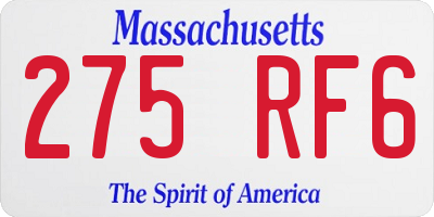 MA license plate 275RF6