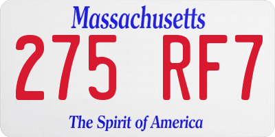 MA license plate 275RF7