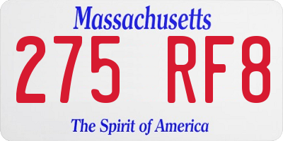 MA license plate 275RF8