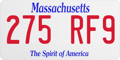 MA license plate 275RF9