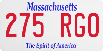 MA license plate 275RG0