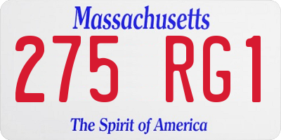 MA license plate 275RG1