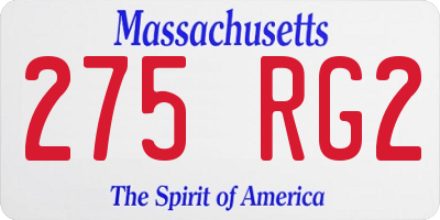 MA license plate 275RG2