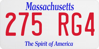 MA license plate 275RG4