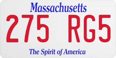 MA license plate 275RG5