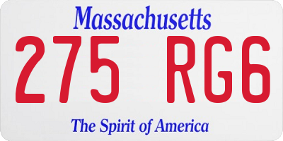 MA license plate 275RG6