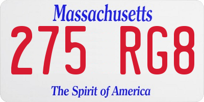 MA license plate 275RG8