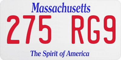 MA license plate 275RG9