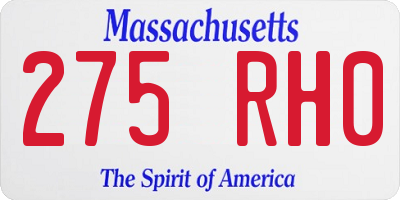 MA license plate 275RH0
