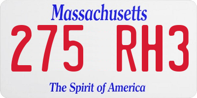 MA license plate 275RH3