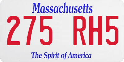MA license plate 275RH5