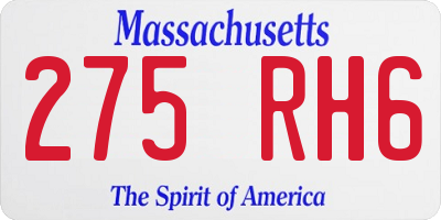 MA license plate 275RH6