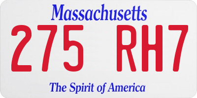 MA license plate 275RH7