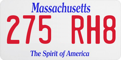 MA license plate 275RH8