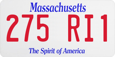 MA license plate 275RI1