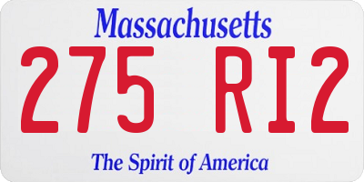 MA license plate 275RI2
