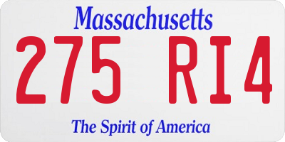 MA license plate 275RI4