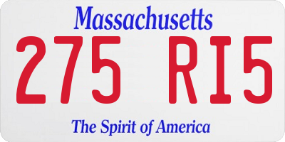 MA license plate 275RI5