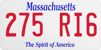 MA license plate 275RI6