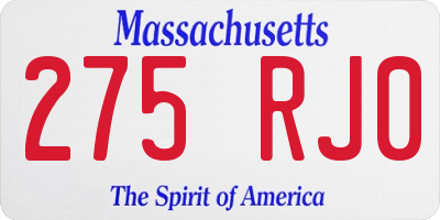 MA license plate 275RJ0