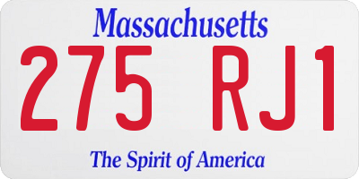 MA license plate 275RJ1