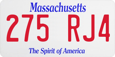 MA license plate 275RJ4