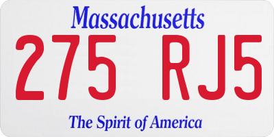 MA license plate 275RJ5