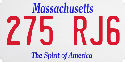 MA license plate 275RJ6