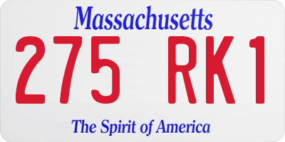 MA license plate 275RK1
